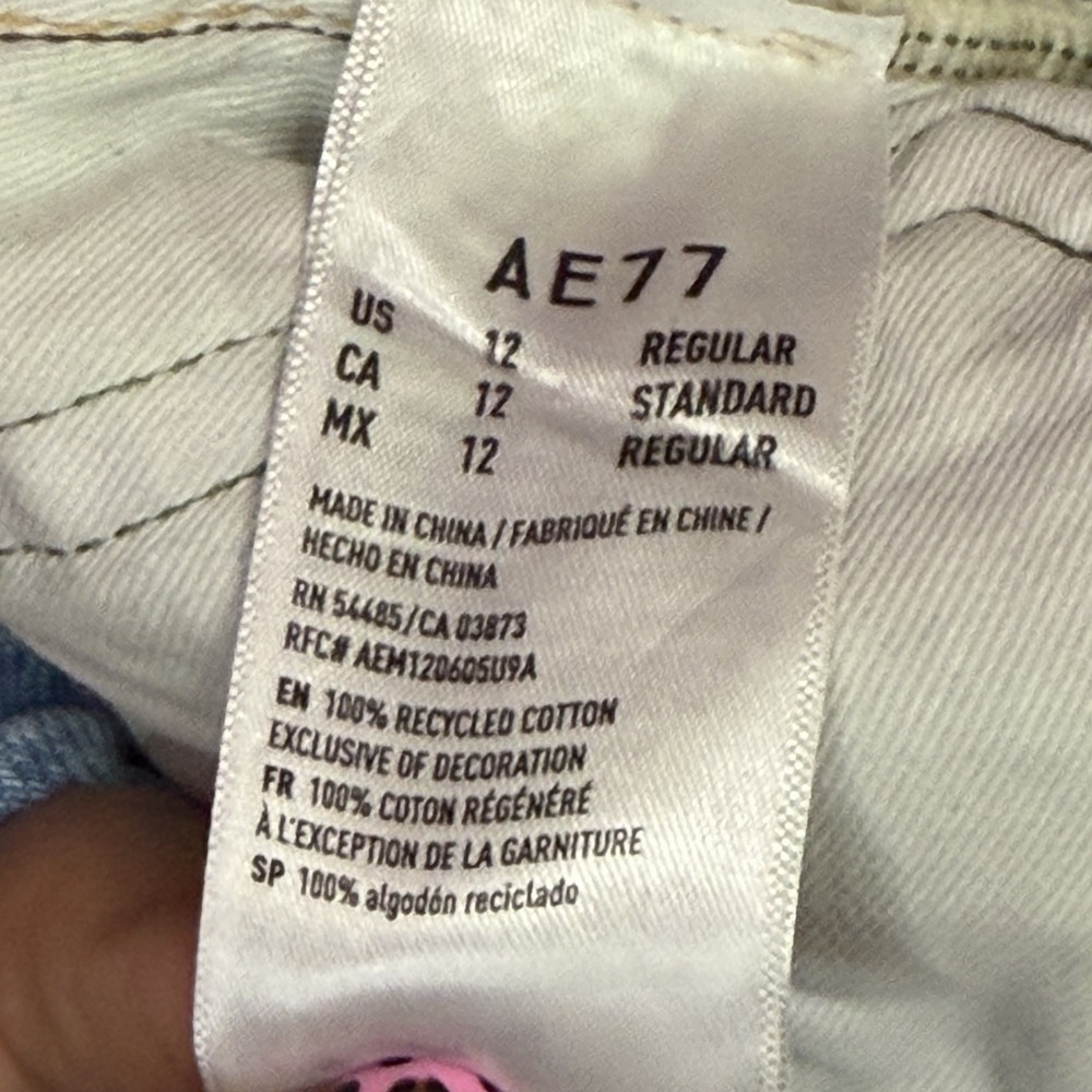 American Eagle Super High Stovepipe Wide Leg Jeans Women 12 Blue Denim Stretch - Picture 9 of 9